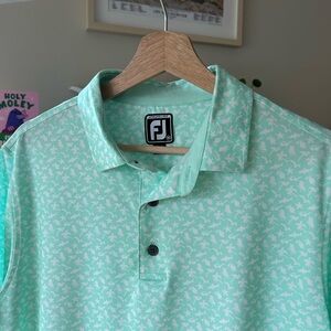 FootJoy Golf Mint Green Tropical Pattern Athletic Fit Men's Polo Shirt